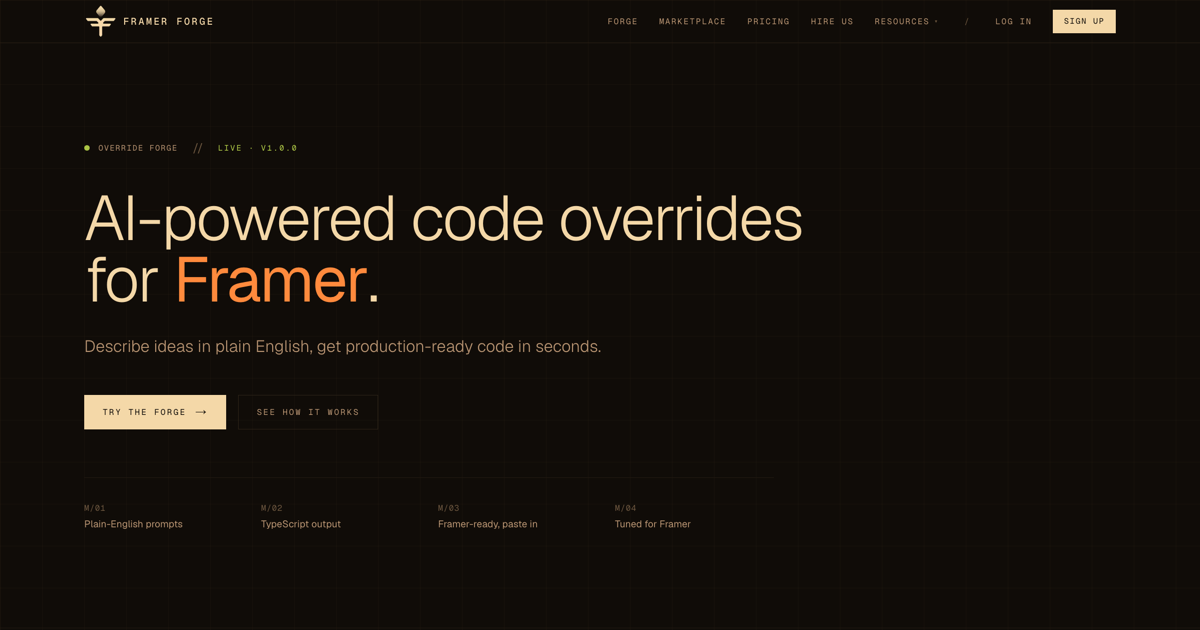 Framer Forge screenshot